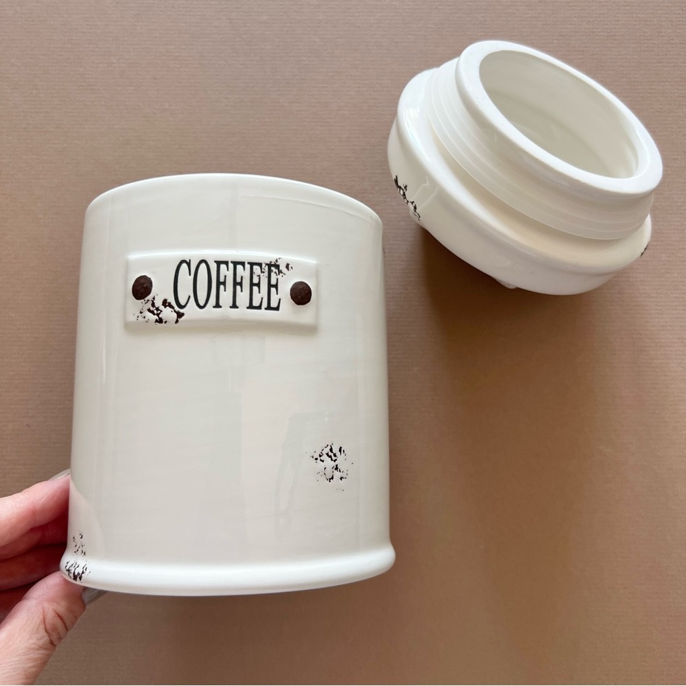 Coffee Ceramic Canister w Lid - Picture 3 of 8